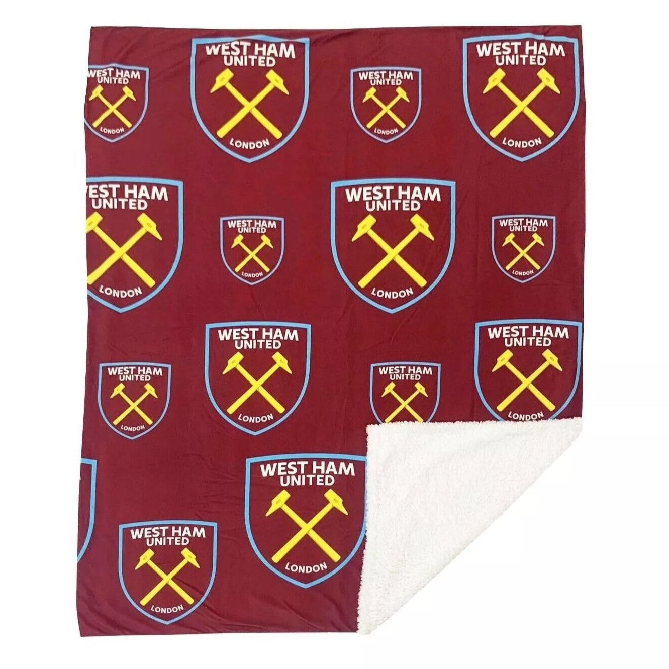 west ham united fc multi crest sherpa blanket